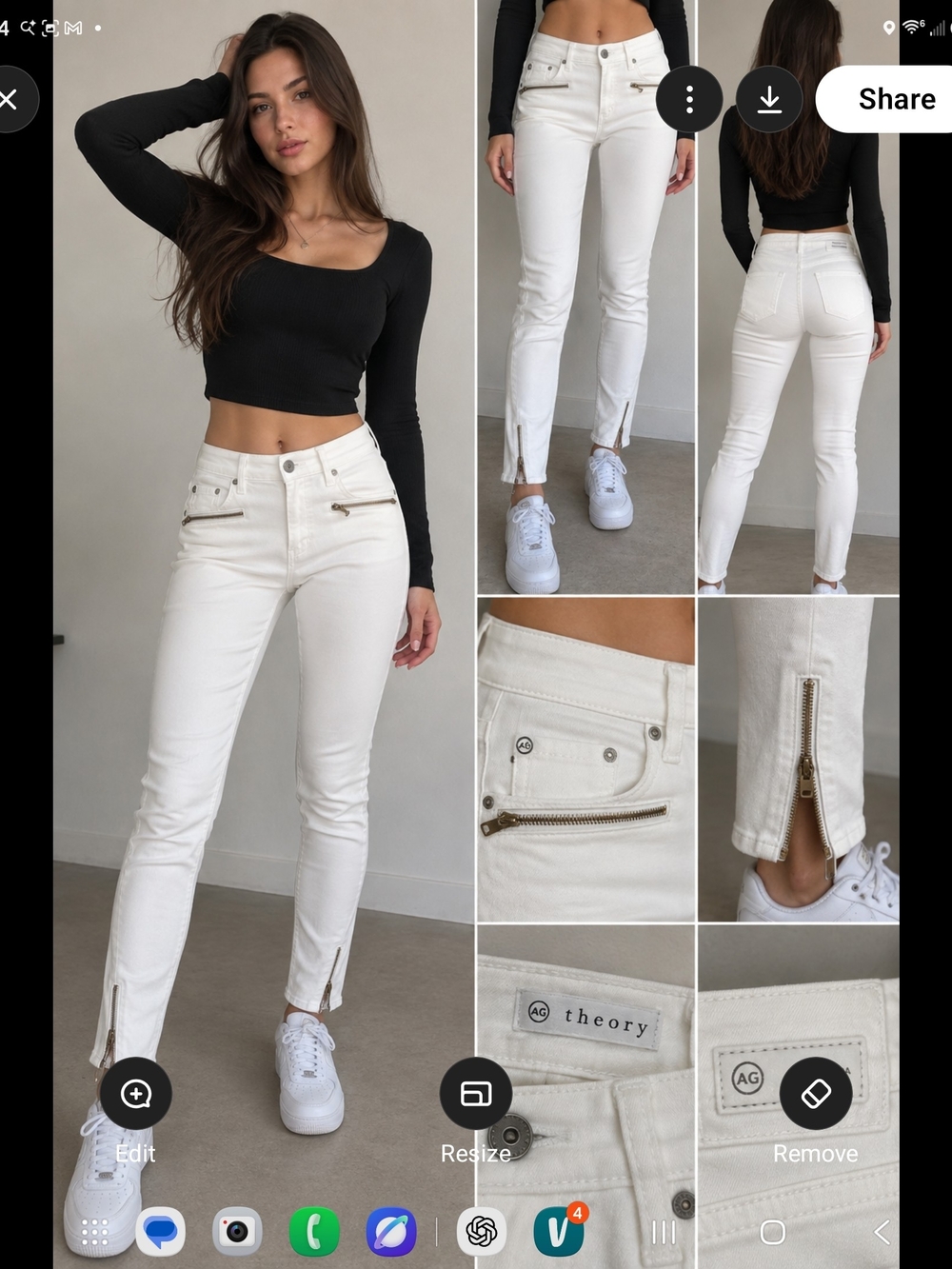 Theory White Skinny Jeans with Ankle Zippers